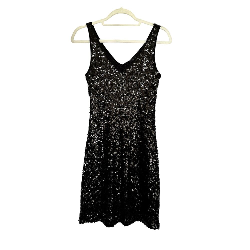 INC International Concepts Black Sequin Sleeveless Dress S S